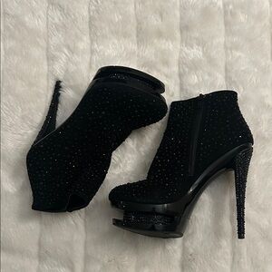 Chic Black Studded High Heel Ankle Boots